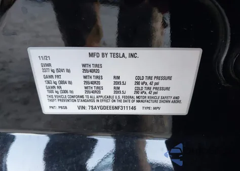 2022 Tesla Model Y Long Range Dual Motor All-Wheel Drive из США, поврежденный, VIN 7SAYGDEE6NF311146